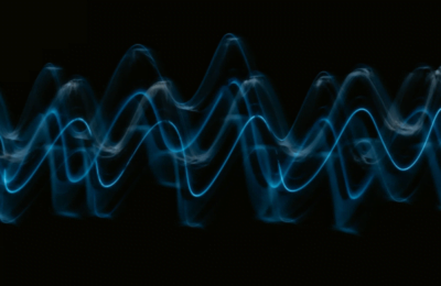 Enigmatic AurActive, : Vibes, aura waves are showing in pic, background is black, waves are blue