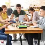 Gimkit: group of teenagers studying indoors