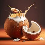 soymamicoco: brown rough cracked coconut fruit making tropical beverages and milk