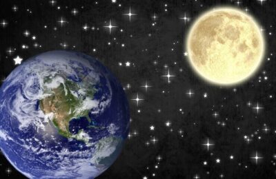 Moon and planet earth