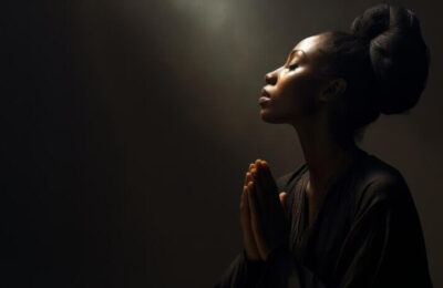 Spiritual black woman in prayer The concept of deep faith