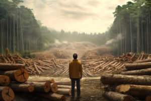 Stem are cutting, a man standing beside
