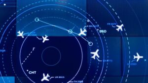 Simulation screen showing various flights for transportation and passengers
