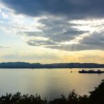 Observation deck at the exit from Novorossiysk Nice view of the city and Tsemesskaya Bay