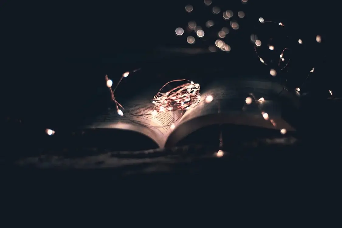 Open Book With String Lights