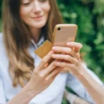 A woman doing shopping online mobile device