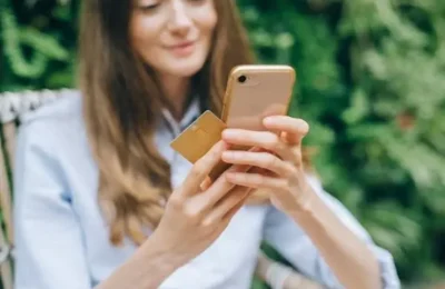 A woman doing shopping online mobile device