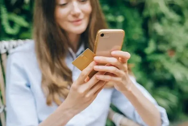 A woman doing shopping online mobile device