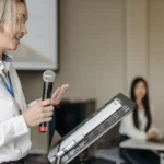 A Woman Holding a Microphone