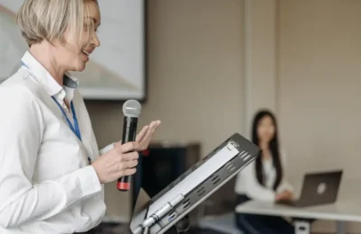 A Woman Holding a Microphone