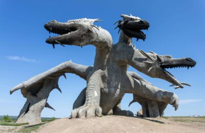 Statue of a Three-Headed Dragon in the Kudykina Gora Park in Russia